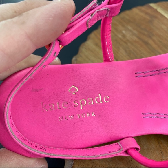 Kate spade Tracie flat sandals hot pink gold bow Sz 6 - Picture 6 of 9